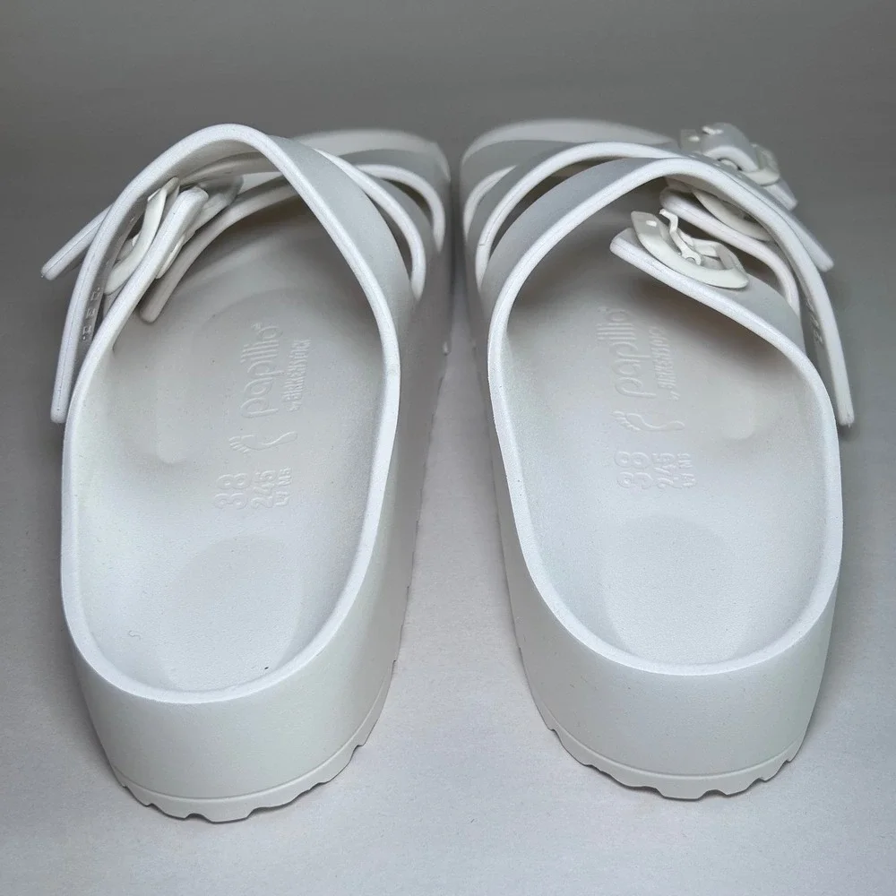 Papillio by Birkenstock White EVA Triple Strap Platform Slides Sandals Size 38